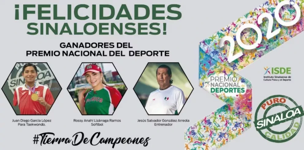 Tres sinaloenses ganan Premio Nacional del Deporte 2020