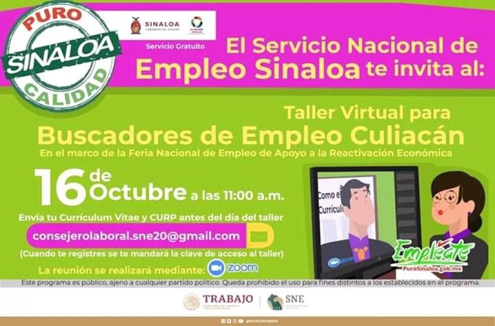¿Buscas trabajo en Culiacán? Taller virtual para buscadores de empleo