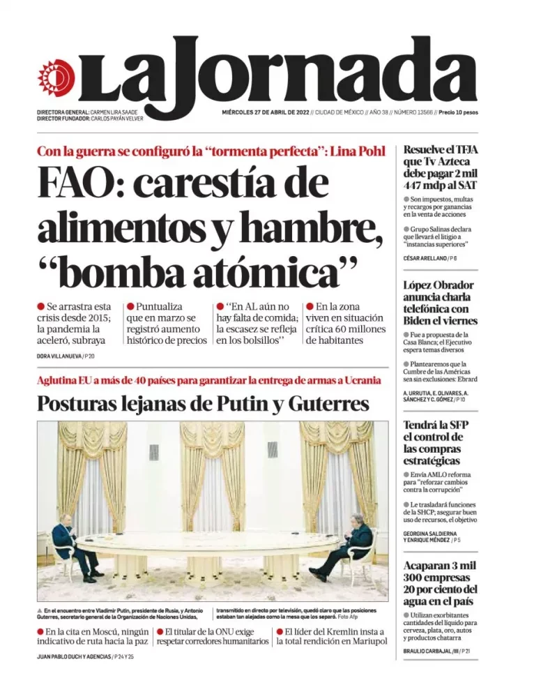 Portadas de los principales diarios nacionales en México