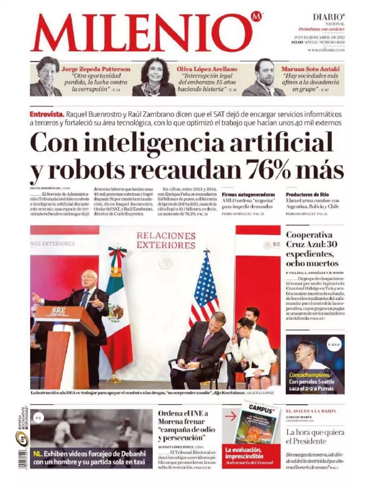 Portadas de los principales diarios nacionales en México