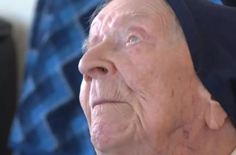 La hermana André ha vivido en su casa de retiro durante los últimos 12 años, tiene 118 años. Foto: Guinness World Records.