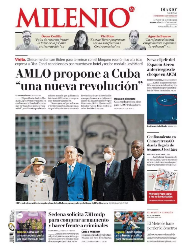 Portadas de los principales diarios nacionales en México