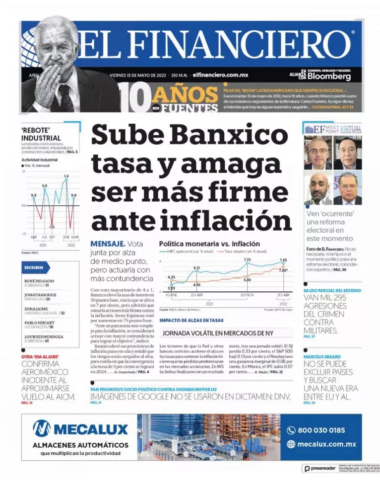Portadas de los principales diarios nacionales de México