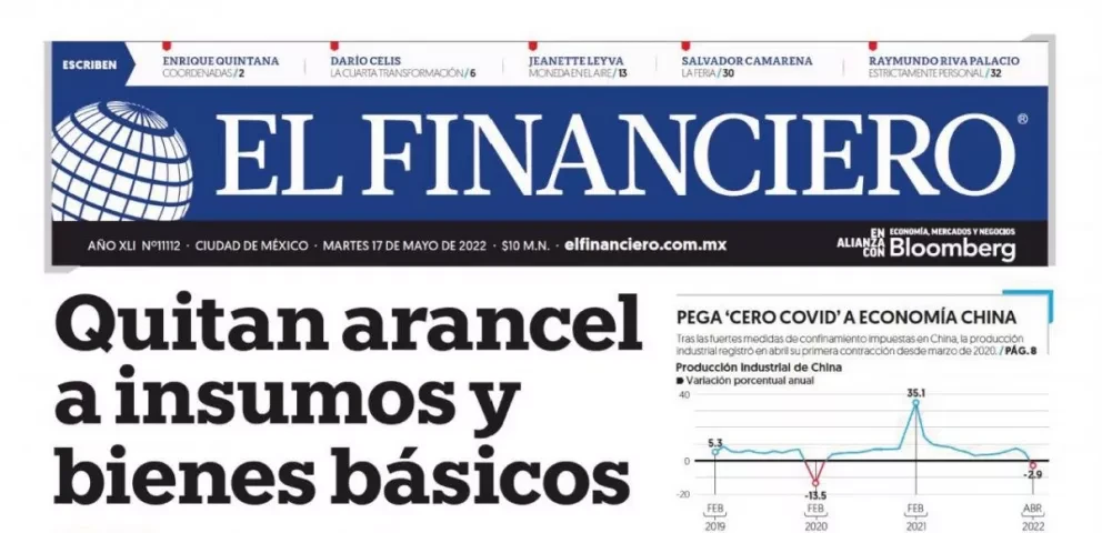 Portadas de los principales diarios nacionales de México