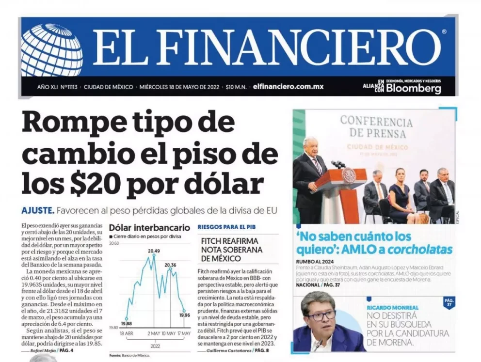 Portadas de los principales diarios nacionales de México