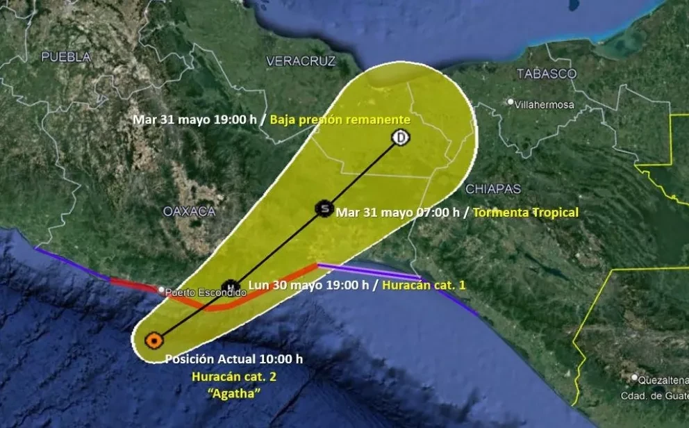 Conagua informa sobre la trayectoria del huracán Aghata.