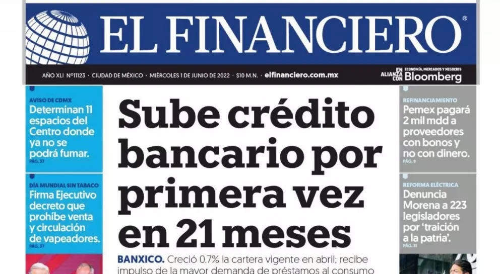 Portadas de los principales diarios nacionales de México