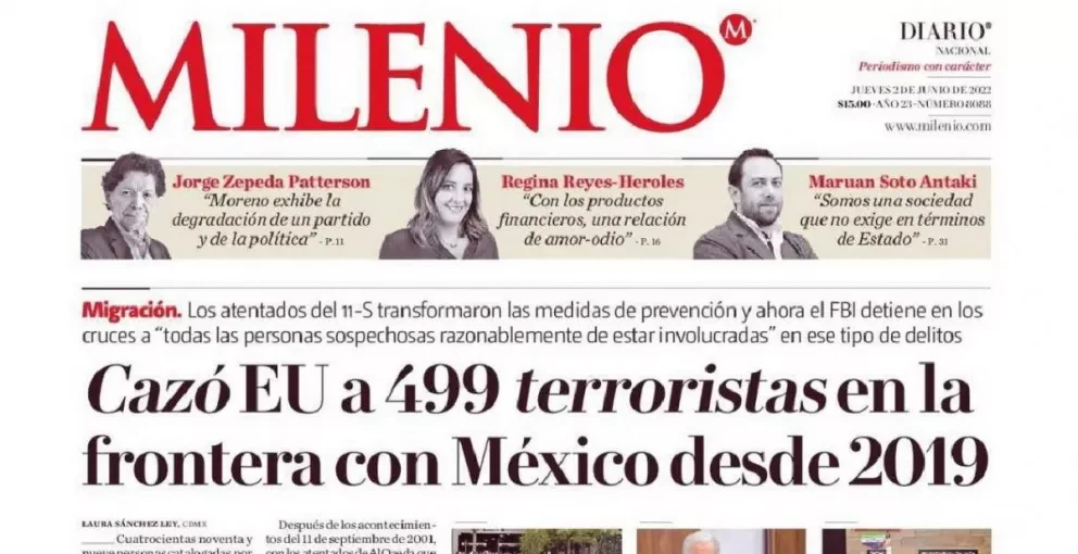 Portadas de los principales diarios nacionales de México