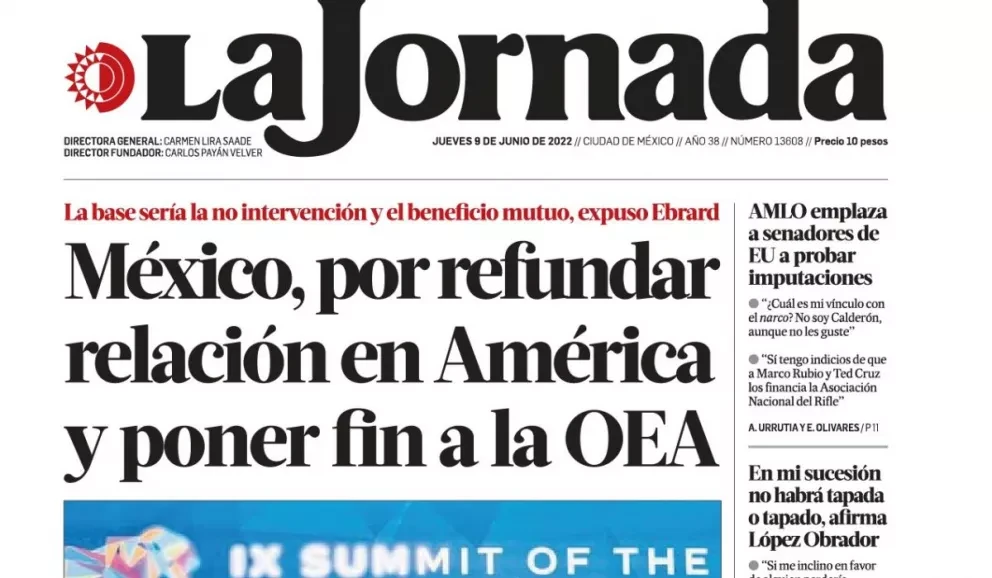 Portadas de los principales diarios nacionales de México