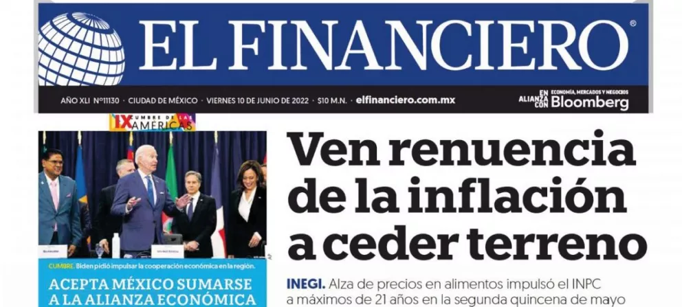 Portadas de los principales diarios nacionales de México