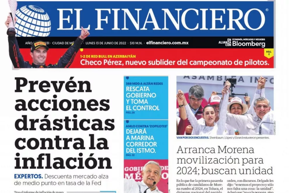 Portadas de los principales diarios nacionales de México