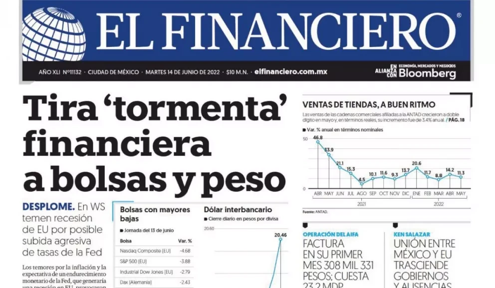Portadas de los principales diarios nacionales de México