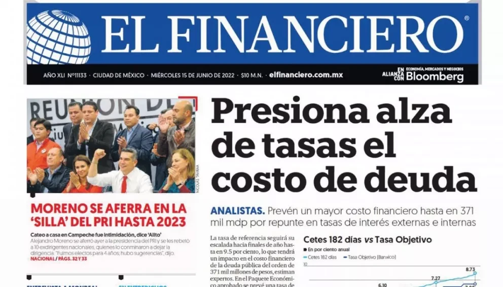 Portadas de los principales diarios nacionales de México