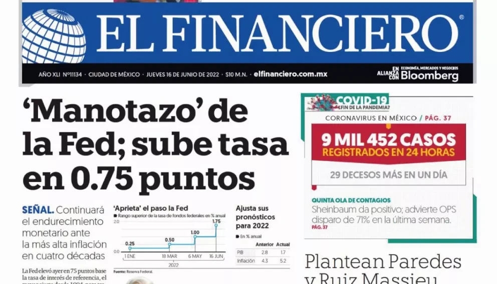 Portadas de los principales diarios nacionales de México