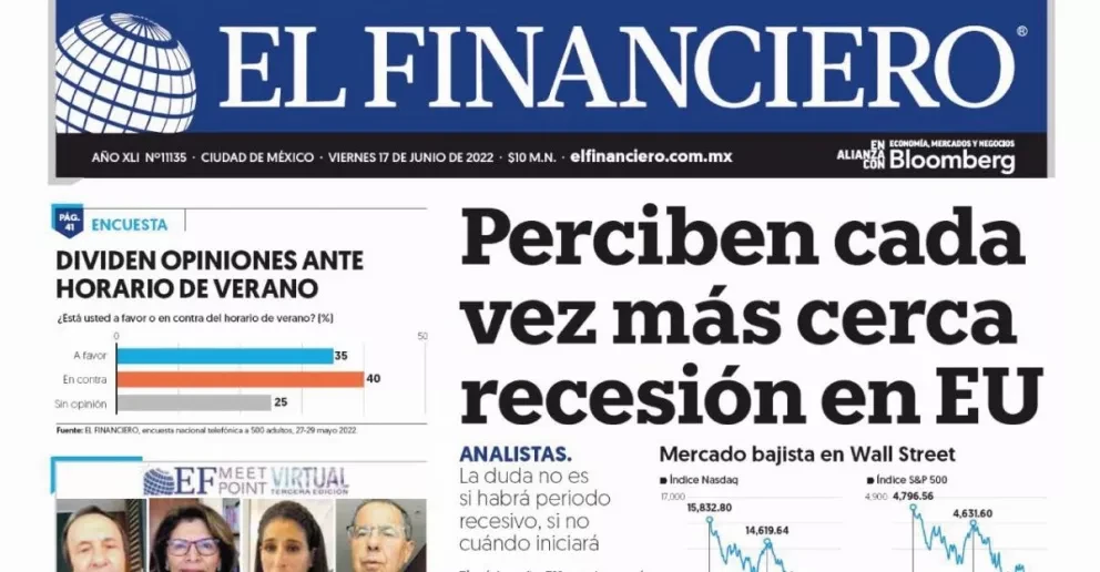 Portadas de los principales diarios nacionales de México