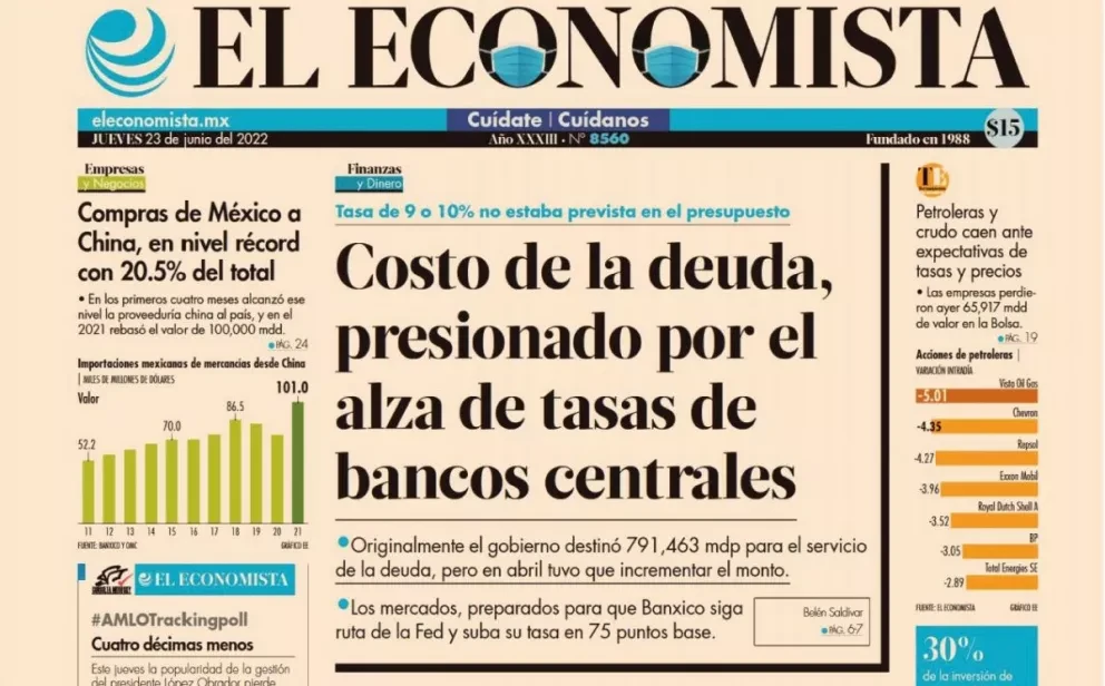 Portadas de los principales diarios nacionales de México