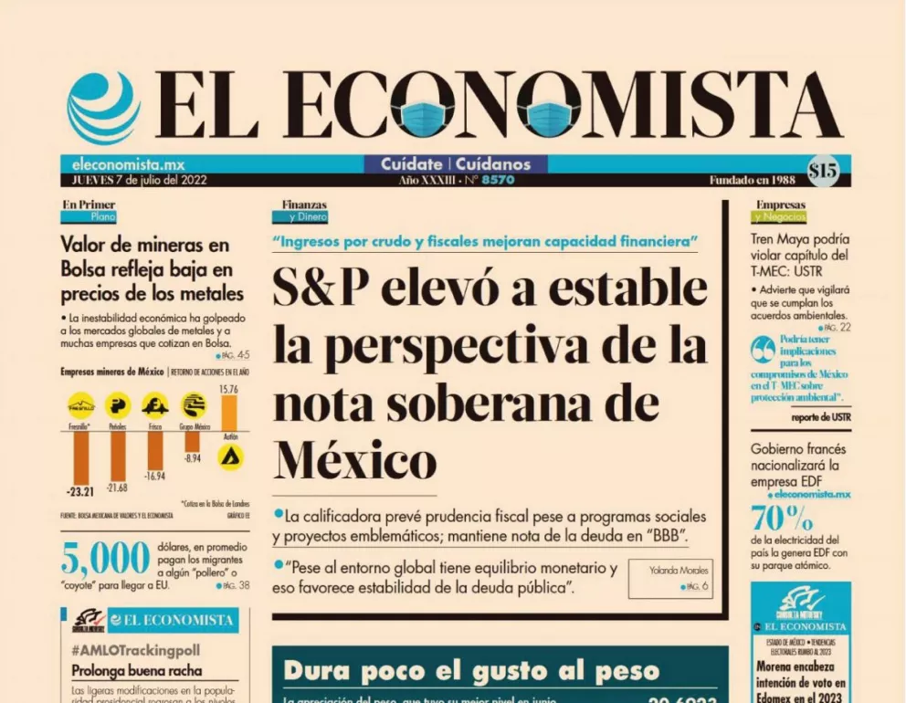 Portadas de los principales diarios nacionales de México