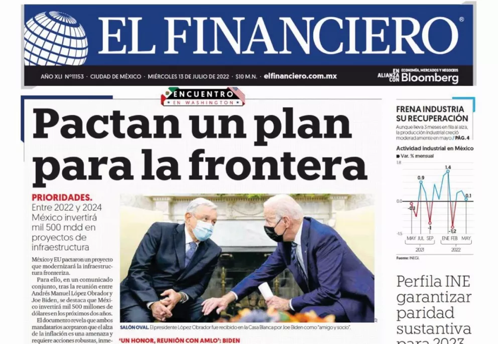 Portadas de los principales diarios nacionales de México