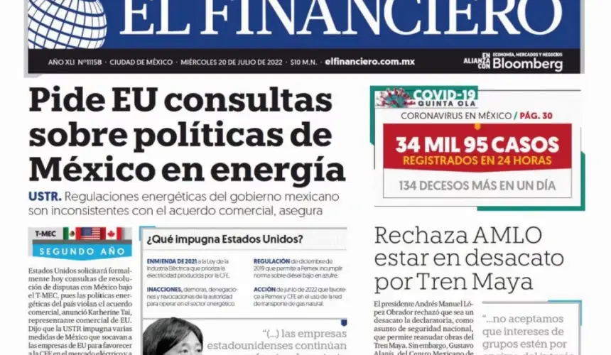 Portadas de los principales diarios nacionales de México