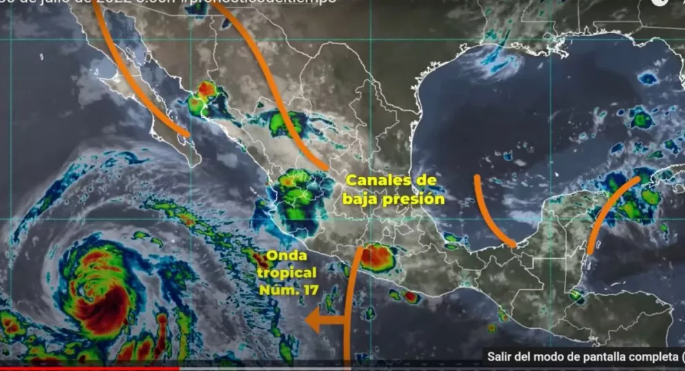 Pronóstico del clima para este sábado 30 de julio; lluvias en Durango, Jalisco, Michoacán, Nayarit, Oaxaca, Sinaloa, Sonora y Veracruz.