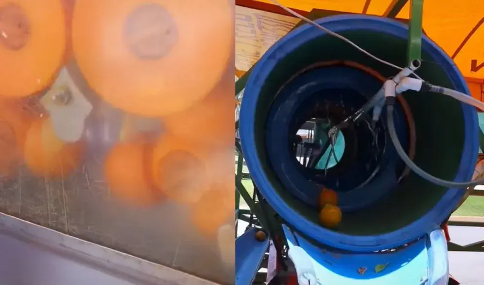 Mochitense crea artefacto que lava y exprime las naranjas para crear jugo artesanal