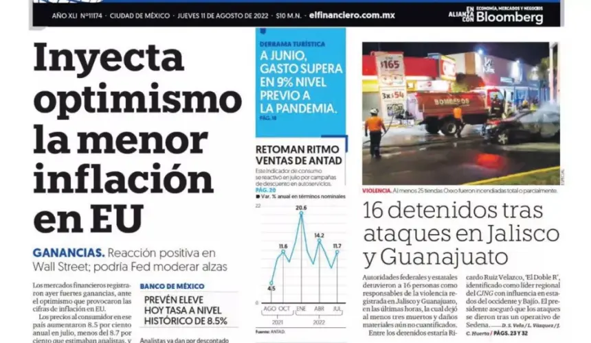 Portadas de los principales diarios nacionales de México