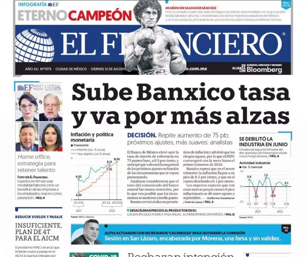 Portadas de los principales diarios nacionales de México