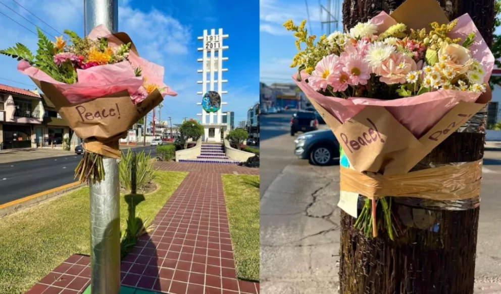 Somos más los buenos, Colocan ramos de flores en Tijuana para pedir por la Paz de México