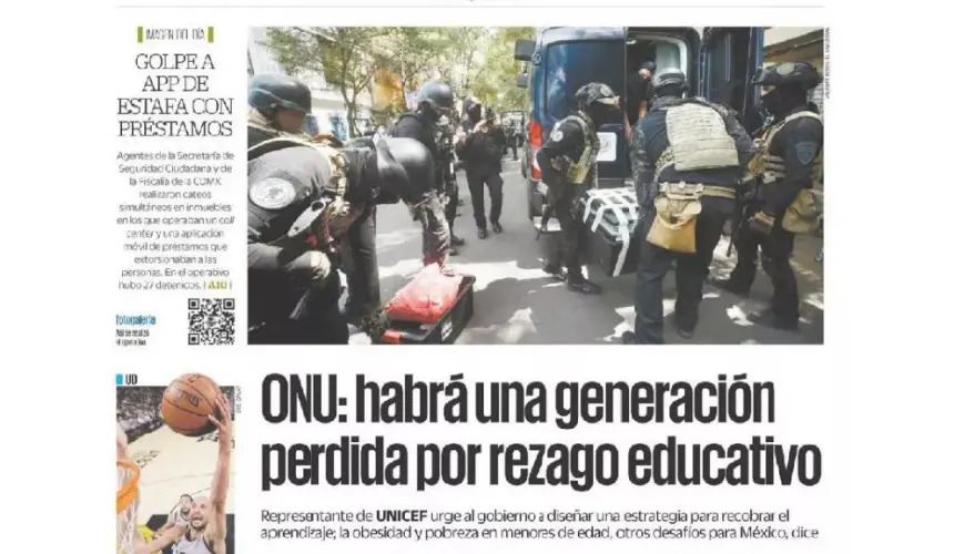 Portadas de los principales diarios nacionales de México