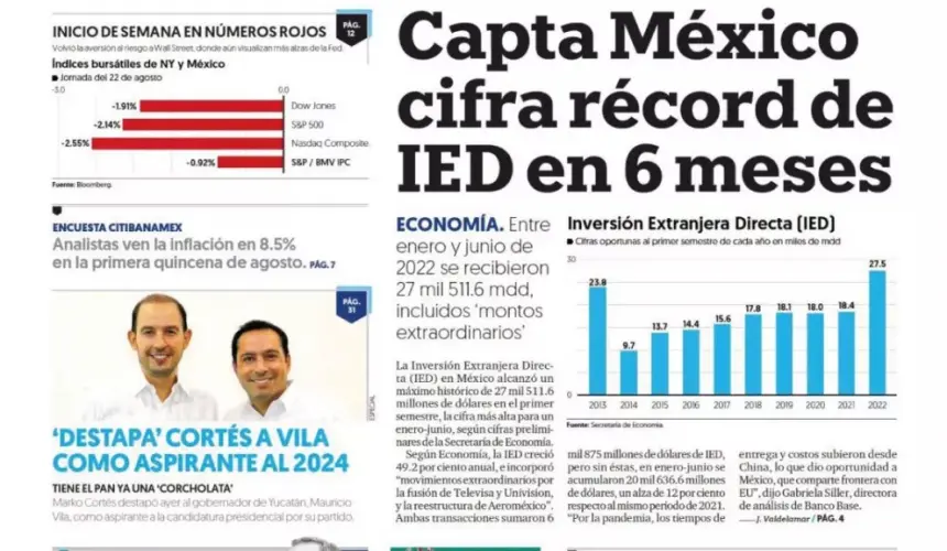 Portadas de los principales diarios nacionales de México