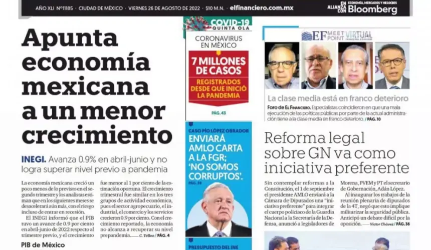 Portadas de los principales diarios nacionales de México