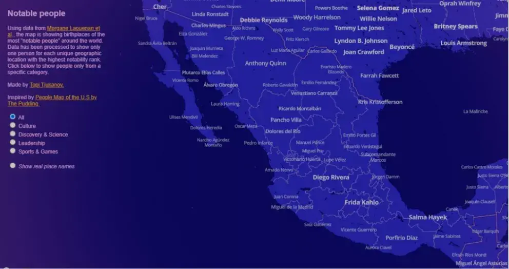 ¿Quieres saber quiénes son las personas más famosas de cada ciudad del mundo? Este mapa interactivo te lo dice.