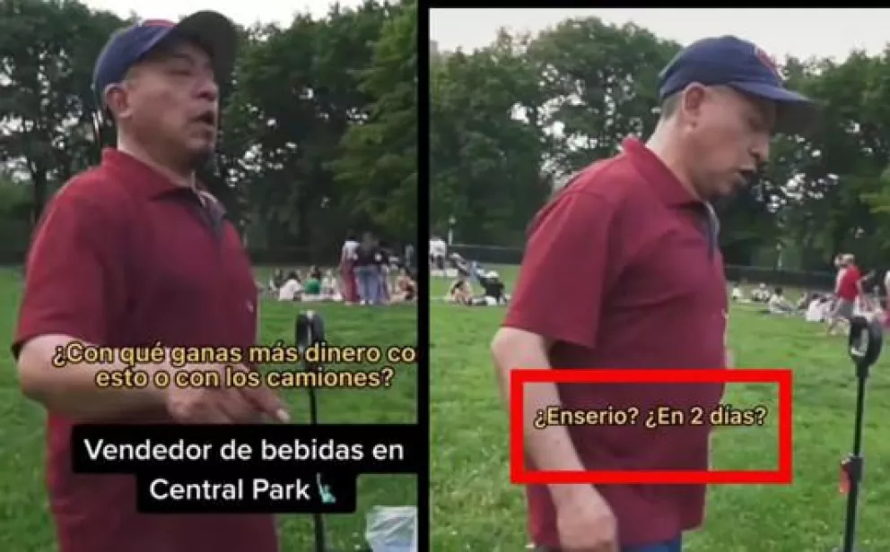 Mexicano dice ganar entre 4 a 5 mil dólares por dos días vendiendo agua en Central Park.