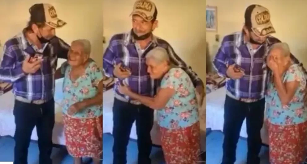 Tras 17 años de ausencia, hijo regresa a la casa de su madre y el reencuentro logró sacar una lagrimita a más de uno en Tik Tok.