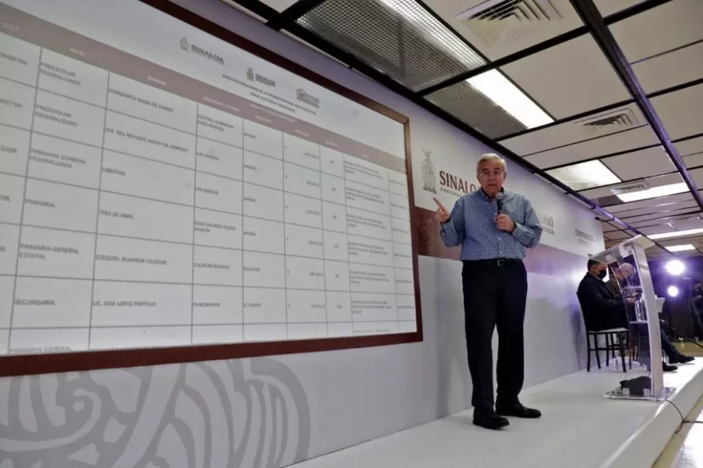 Rubén Rocha Moya, durante la Conferencia Semanera dio a conocer que se incrementó de 117 a 156 las escuelas que se rehabilitarán en Sinaloa