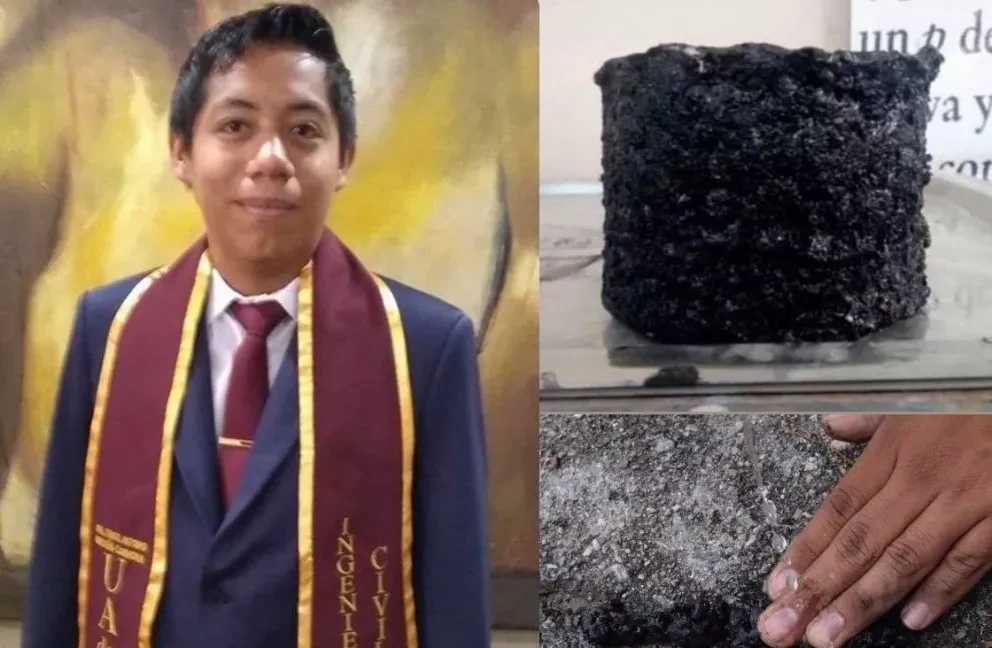 Estudiante mexicano crea pavimento que se regenera al tener contacto con el agua.