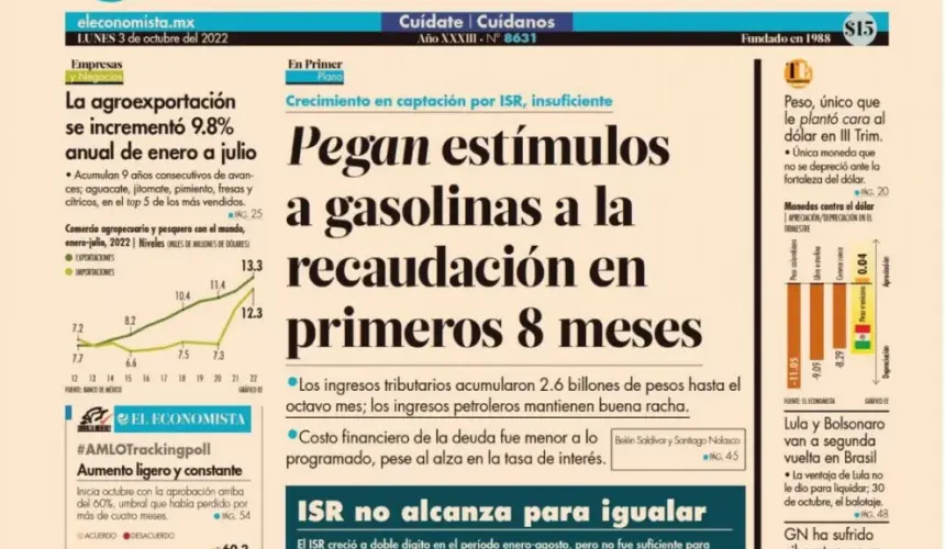 Portadas de los principales diarios nacionales de México