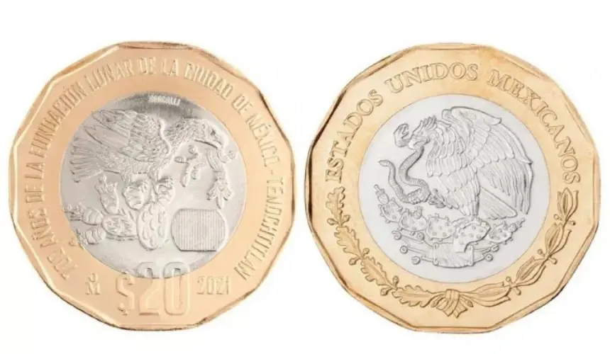 Moneda de 20 pesos conmemorativa de México-Tenochtitlan la compran hasta en 20 mil pesos.