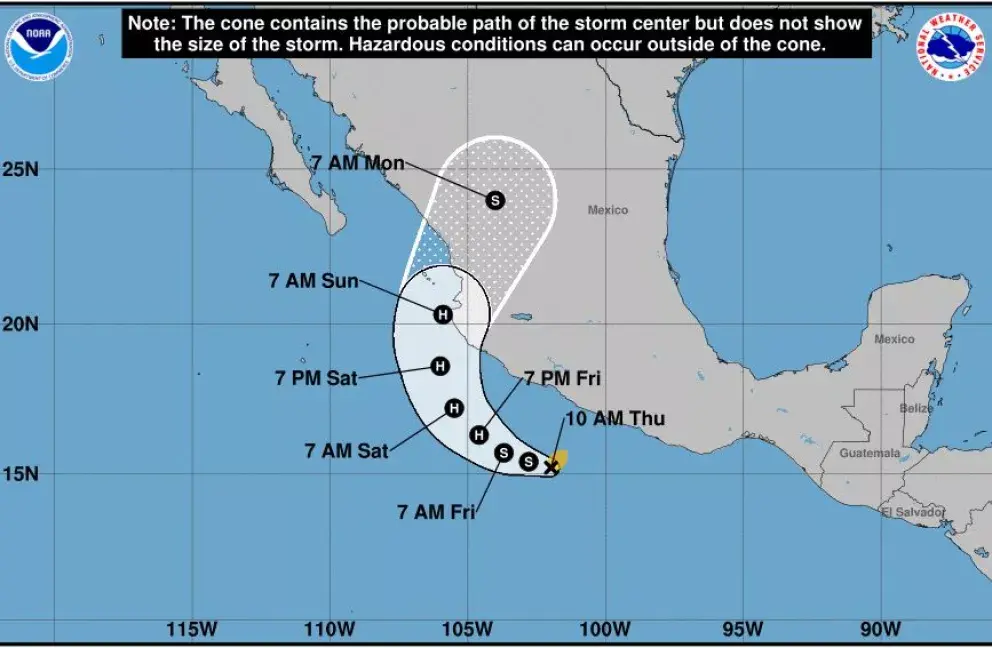 Se forma la tormenta tropical Roslyn en el Pacífico Mexicano, esta es su trayectoria