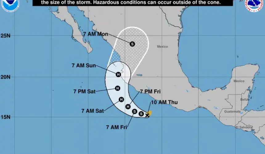 Se forma la tormenta tropical Roslyn en el Pacífico Mexicano, esta es su trayectoria