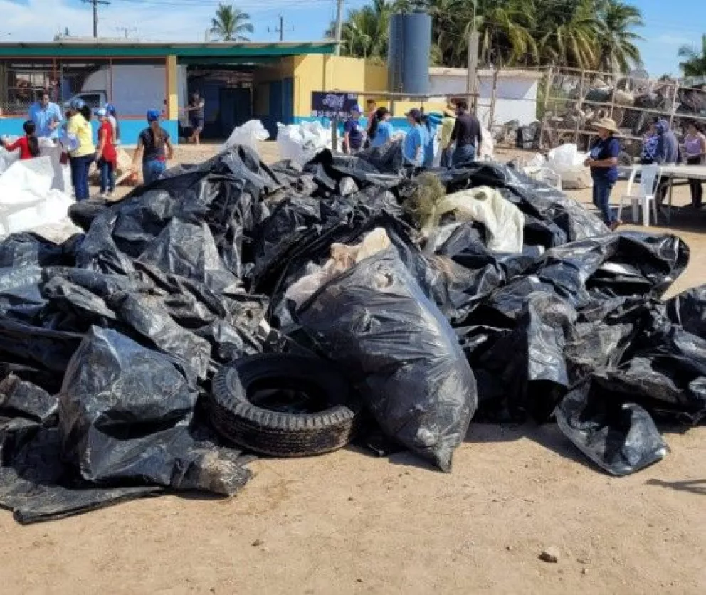 Pescadores sinaloenses sacan 2.5 toneladas de plástico de la bahía Santa María