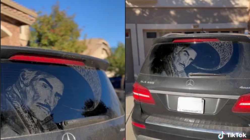 VIDEO: Tiktoker dibuja a Vicente Fernández en la cajuela de su camioneta