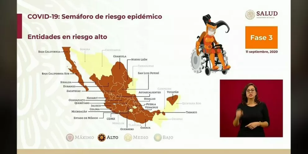 México está pintado de naranja en alto riesgo de Covid