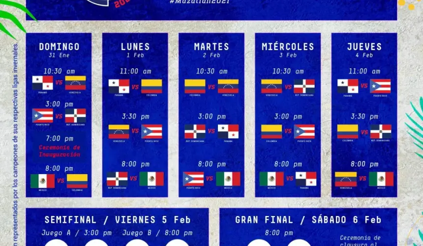 Este es el calendario de juegos para la Serie del Caribe