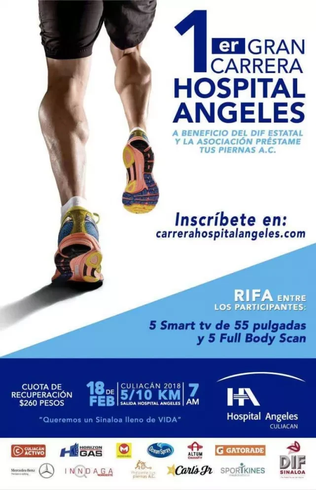 Participa en la carrera Hospital Ángeles para buenas causas en Culiacán