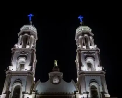 Catedral de Culiacán deslumbra con luces de neón