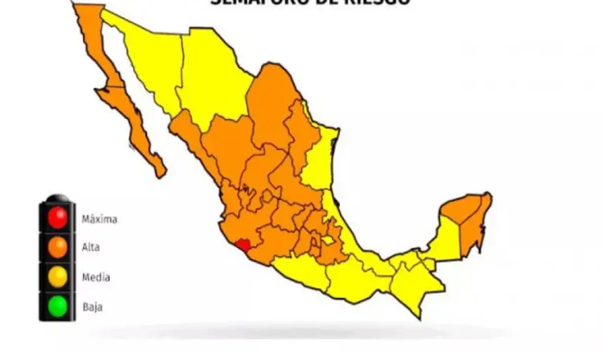 Quedan 10 estados en Amarillo y 21 en naranja, Colima en rojo