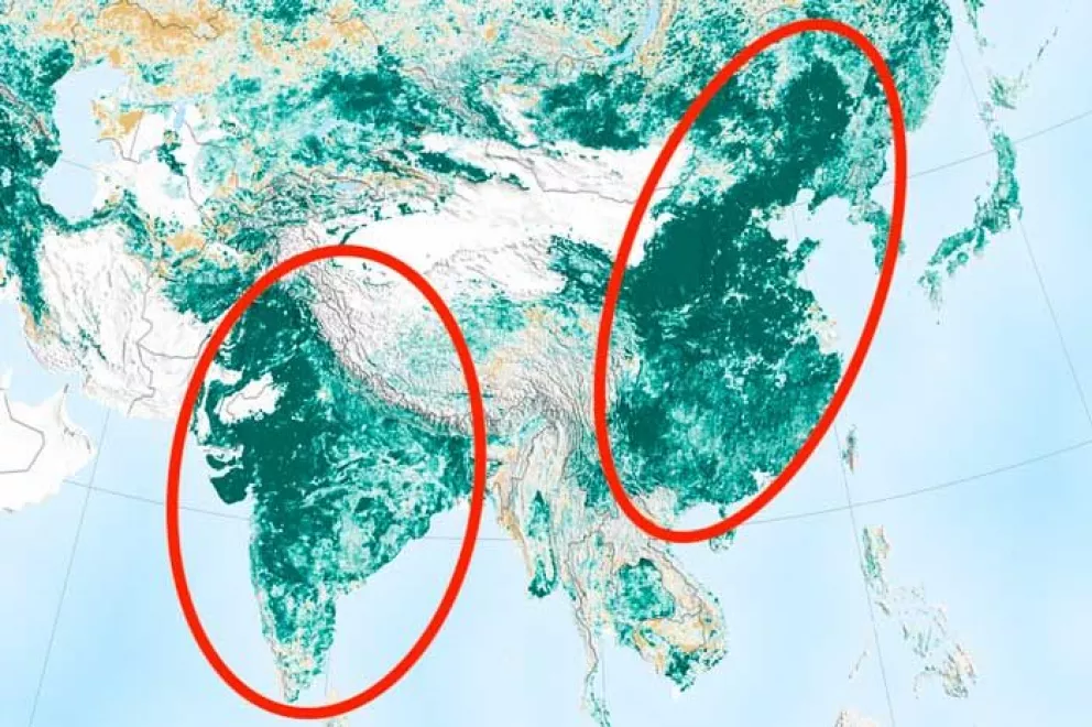 La tierra es más verde hoy que hace 20 años gracias a India y China