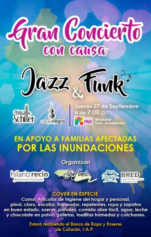 Este jueves, concierto con causa pro damnificados de Sinaloa