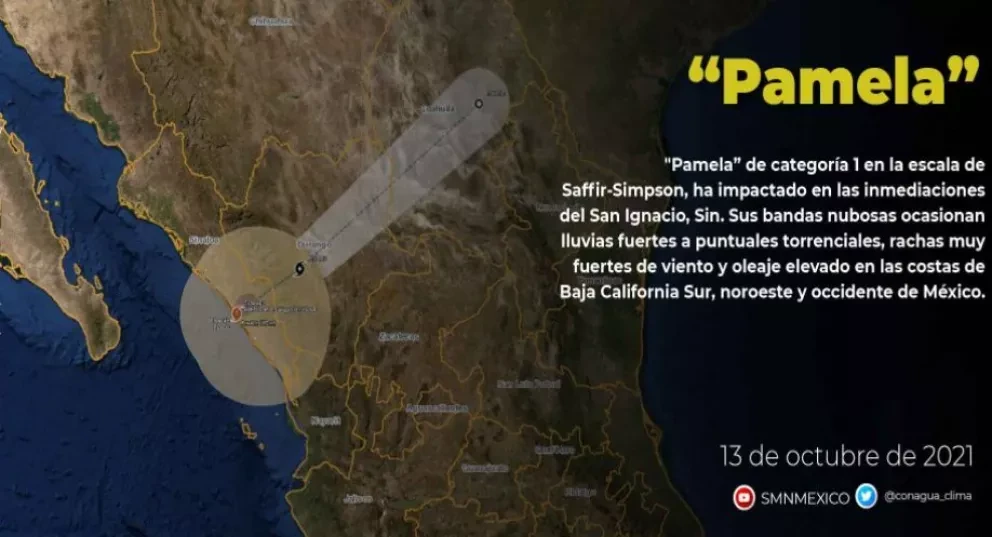 Huracán Pamela impacta al municipio de San Ignacio, seguirá intenso hasta mediodía